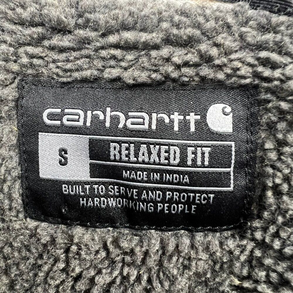 Carhartt Men's Relaxed Fit Plaid Flannel Shirt Sherpa Lined Shirt Jacket Size S - Picture 4 of 10